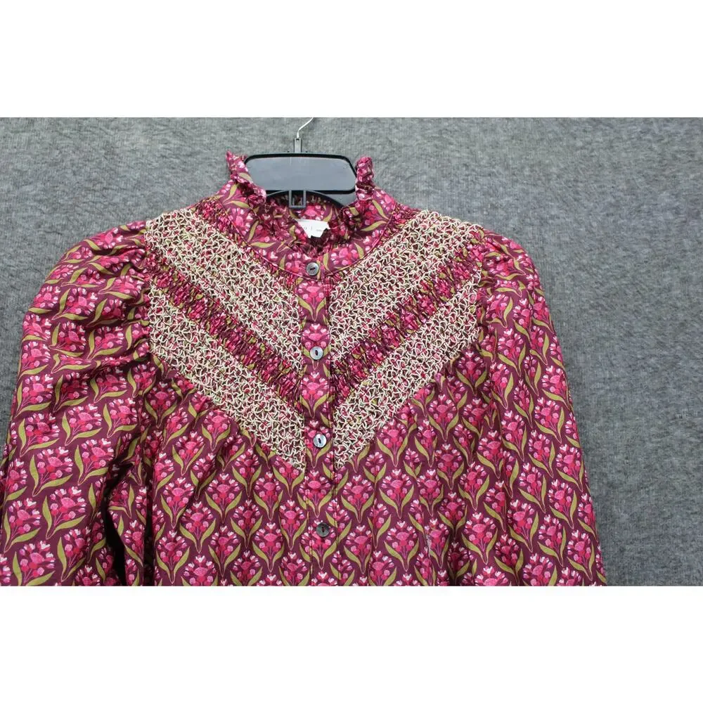 Entro Floral Yoked Long Sleeve Top Size Small - Picture 4 of 8
